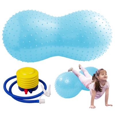 XJKLBYQ Peanut Ball for Kids Therapy,Peanut Ball for Kids Peanut Exercise Ball Yoga Balance Stability Sitting Ball Flexible Seating for Therapy,(Uneven, Blue)