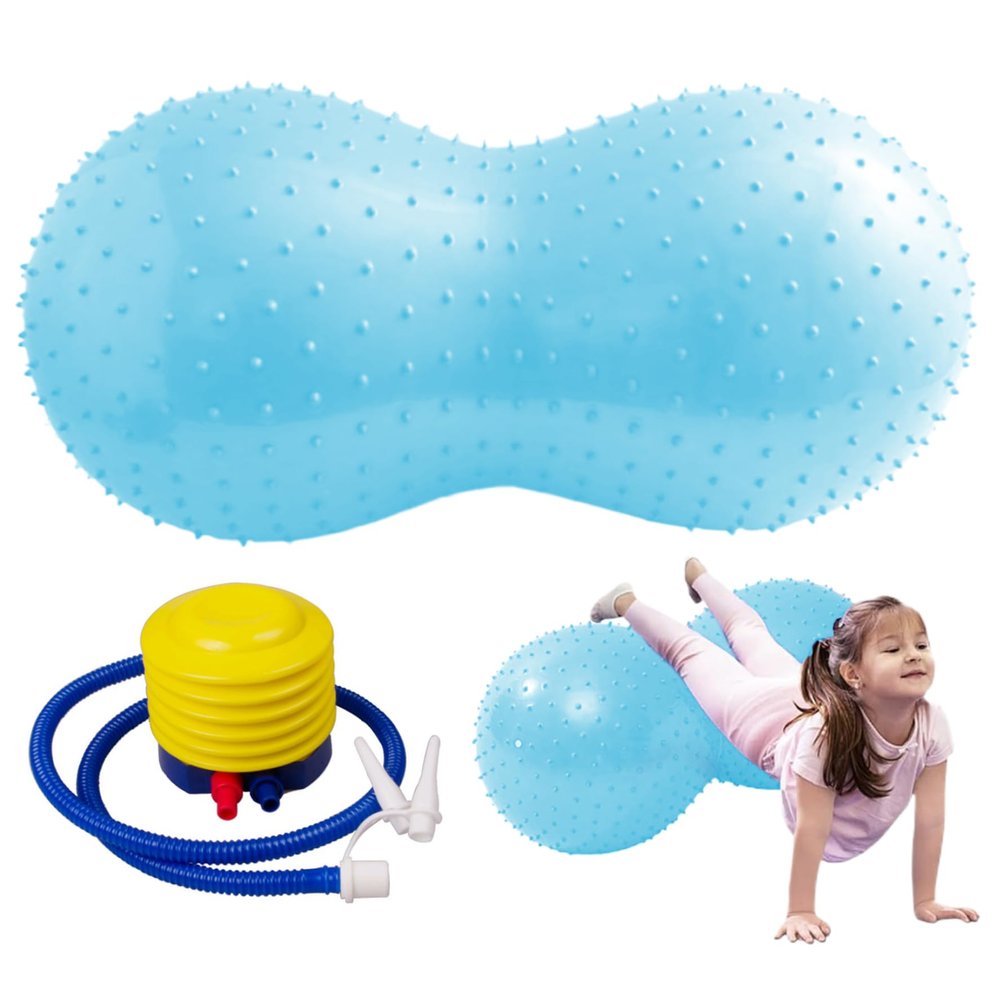 XJKLBYQ Peanut Ball for Kids Therapy,Peanut Ball for Kids Peanut Exercise Ball Yoga Balance Stability Sitting Ball Flexible Seating for Therapy,(Uneven, Blue)