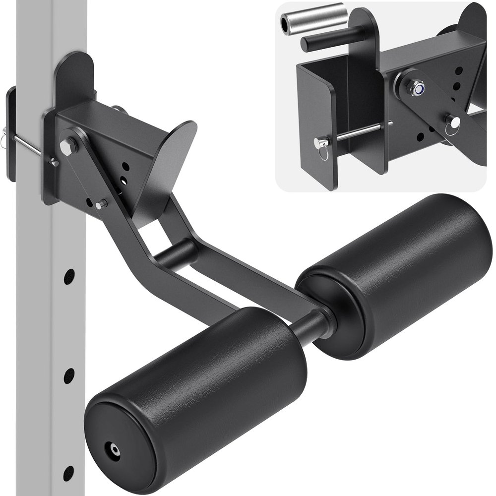 Lifeswell Nordic Hamstring Curl Attachment for 2"x2" Power Rack with 1" or 1/2" Hole, 6 Height Adjustable Leg Hold Down with Leather Surface for Home Gyms