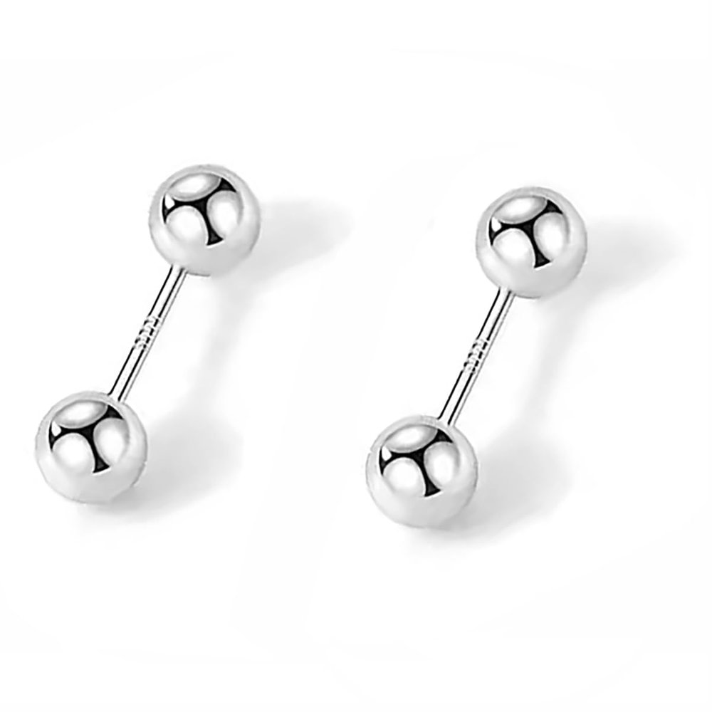 20G Minimalist Tiny Ball Bead Stud Earrings for Women 925 Sterling Silver Small Balls Screw Back Studs Cartilage Tragus Post Dainty Simple Birthday Christmas Party Jewelry (Ball Screw Back, 3mm)