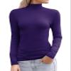 Abardsion Women's Long Sleeve Mock Turtleneck Shirts 2025 Fleece Lined Base Layer Slim Fit Thermal Underwear Tops (Dark Purple, L) view 1
