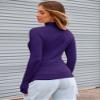 Abardsion Women's Long Sleeve Mock Turtleneck Shirts 2025 Fleece Lined Base Layer Slim Fit Thermal Underwear Tops (Dark Purple, L) view 2