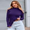 Abardsion Women's Long Sleeve Mock Turtleneck Shirts 2025 Fleece Lined Base Layer Slim Fit Thermal Underwear Tops (Dark Purple, L) view 3