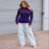 Abardsion Women's Long Sleeve Mock Turtleneck Shirts 2025 Fleece Lined Base Layer Slim Fit Thermal Underwear Tops (Dark Purple, L) view 4