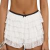 Faretumiya Women Mesh Lace Bloomer Shorts Y2k Layered Ruffle Frilly Booty Shorts Fairy Bow Sexy Boy Shorts Panties(Micro White,Small) view 1
