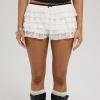 Faretumiya Women Mesh Lace Bloomer Shorts Y2k Layered Ruffle Frilly Booty Shorts Fairy Bow Sexy Boy Shorts Panties(Micro White,Small) view 2