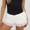 Faretumiya Women Mesh Lace Bloomer Shorts Y2k Layered Ruffle Frilly Booty Shorts Fairy Bow Sexy Boy Shorts Panties(Micro White,Small) view 4