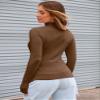 Abardsion Women's Long Sleeve Mock Turtleneck Shirts 2025 Fleece Lined Base Layer Slim Fit Thermal Underwear Tops (Light Brown, M) view 2