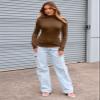 Abardsion Women's Long Sleeve Mock Turtleneck Shirts 2025 Fleece Lined Base Layer Slim Fit Thermal Underwear Tops (Light Brown, M) view 4