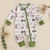 Covvoliy Newborn Baby Boy Girl Clothes Western Cow Print Long Sleeve Romper Jumpsuit One Piece Fall Winter Outfit (Green Farm Print, 0-3 Months) view 2