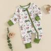 Covvoliy Newborn Baby Boy Girl Clothes Western Cow Print Long Sleeve Romper Jumpsuit One Piece Fall Winter Outfit (Green Farm Print, 0-3 Months) view 3