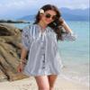 BMJL Women Beach Dress Cover Ups Button Down Shirt Swimsuit Coverup Striped Bikini Bathing Suit Cover Up 2026L,Striped view 2