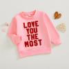 Bonangber Baby Girl Valentines Day Outfit Love Crewneck Sweatshirt Letter Long Sleeve Shirt Pullover Tops Valentines Day Clothes (V-Pink Love You The Most,6-12 Months) view 3