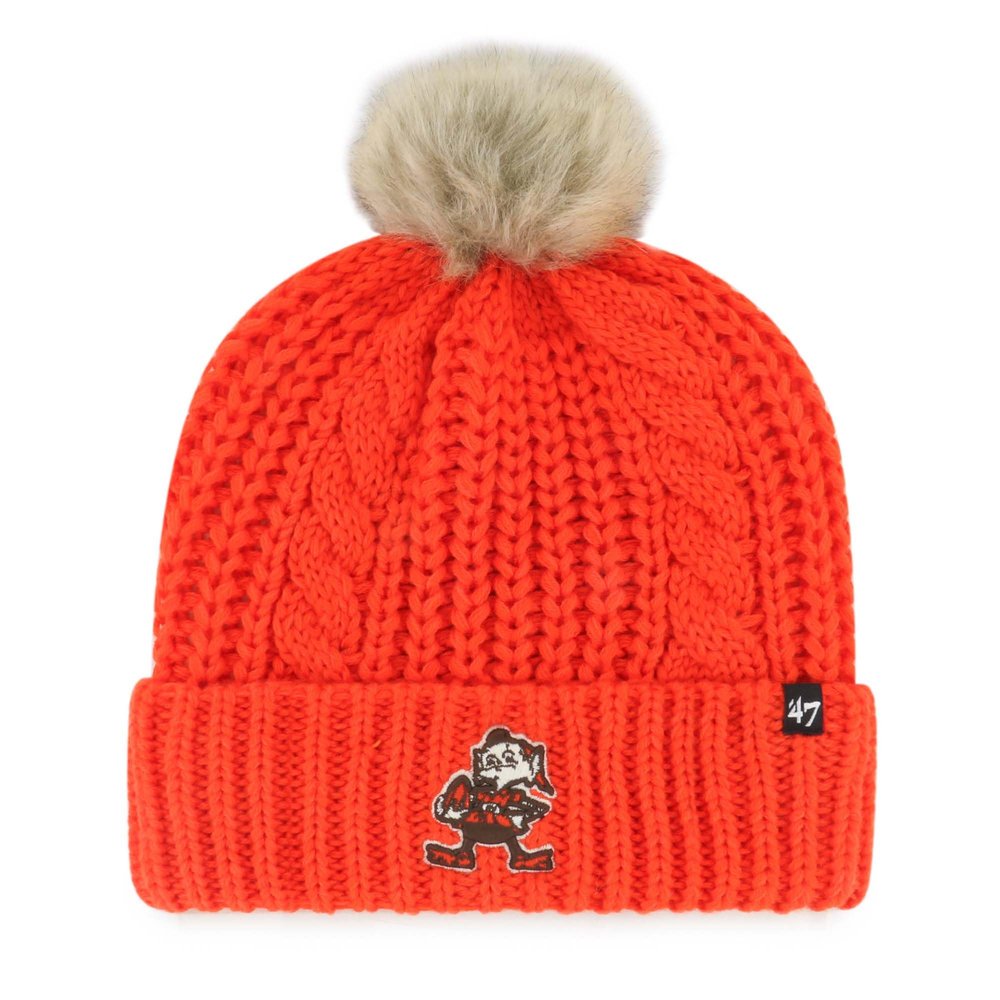 47 Women's Orange Cleveland Browns Meeko Cuffed Knit Hat with Pom