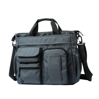 CAXUSD Men Large Capacity Oxford Messenger Bag Lightweight Multi-pocket Shoulder Tote for Business Travel and Outdoor Use Grey