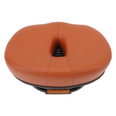 Fockety Noseless Seat with Airflow Vent, and Shock Absorbing Ball Design Hollow Integrated Saddle, Soft Memory Foam Padded Wide Replacement Seat Cushion (Brown)