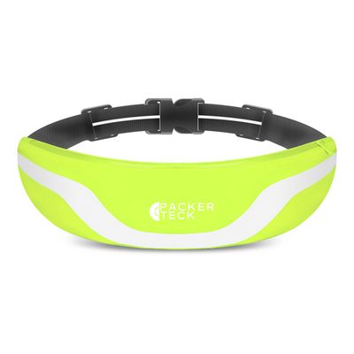 Packer Teck Night Runner Belt Bag, Fanny Pack, Waist Pack, Adjustable Strap, Reflector Lining for low light/night time activities, Lightweight, Water Resistant, Unisex (Light Green)