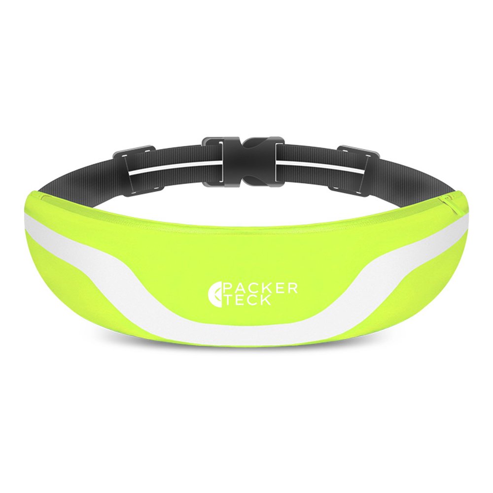 Packer Teck Night Runner Belt Bag, Fanny Pack, Waist Pack, Adjustable Strap, Reflector Lining for low light/night time activities, Lightweight, Water Resistant, Unisex (Light Green)