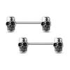 Satix 2PCS Surgical Steel 14G Nipple Bar Shield Black Eye Head Skull Nipple Rings Barbell Punk Halloween Piercing Jewelry 16mm 5/8 Inch view 1