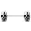 Satix 2PCS Surgical Steel 14G Nipple Bar Shield Black Eye Head Skull Nipple Rings Barbell Punk Halloween Piercing Jewelry 16mm 5/8 Inch view 3