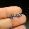 14k Yelow Gold P lated on 925 Sterling Silver with Crystal Paw Print Stud Earrings 5485 (Nickel Free) (Blue Sapphire) view 2