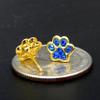 14k Yelow Gold P lated on 925 Sterling Silver with Crystal Paw Print Stud Earrings 5485 (Nickel Free) (Blue Sapphire) view 3