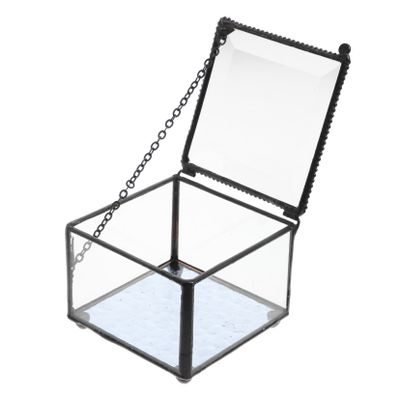 WOFASHPURET European Style Glass Jewelry Box Elegant Storage Container for Earrings Necklaces Bracelets for Weddings Engagements Special Occasions Vintage Design Sturdy Frame Style