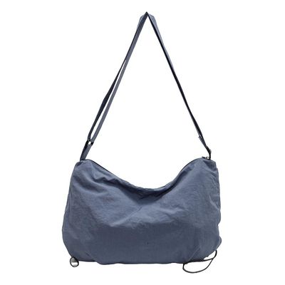 ALINUOYQ Casual Nylon Shoulder Bag Large Capacity Hobo Bag Zipper Travel Sling Bag with Adjustable Strap Dumpling Bag W/Drawstring for Women Sport Gym Travel (Blue)