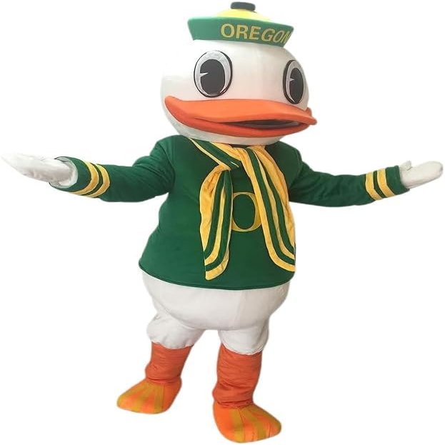 Oregon Duck College Mascot Costume Adult Size for Men & Women with Built-in Fan Inside the Head