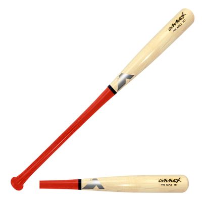 Annex Model Y57 Maple Wood Baseball Bat (Youth) (Lumberjack Red Handle/Clear Coat Barrel, (29-Inch/24 to 22-Ounce ((-5 to -7)))