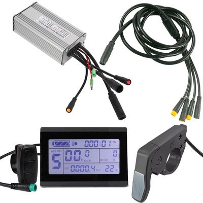 36V 48V 750W KT 25A Electric Bicycle 9 PIN Brushless Motor Controller Sine Wave, Waterproof LCD3 Controller Display Panel TT009 Thumb Throttle 1T4 Cable Kit Modification for E-Bike Electric Bike