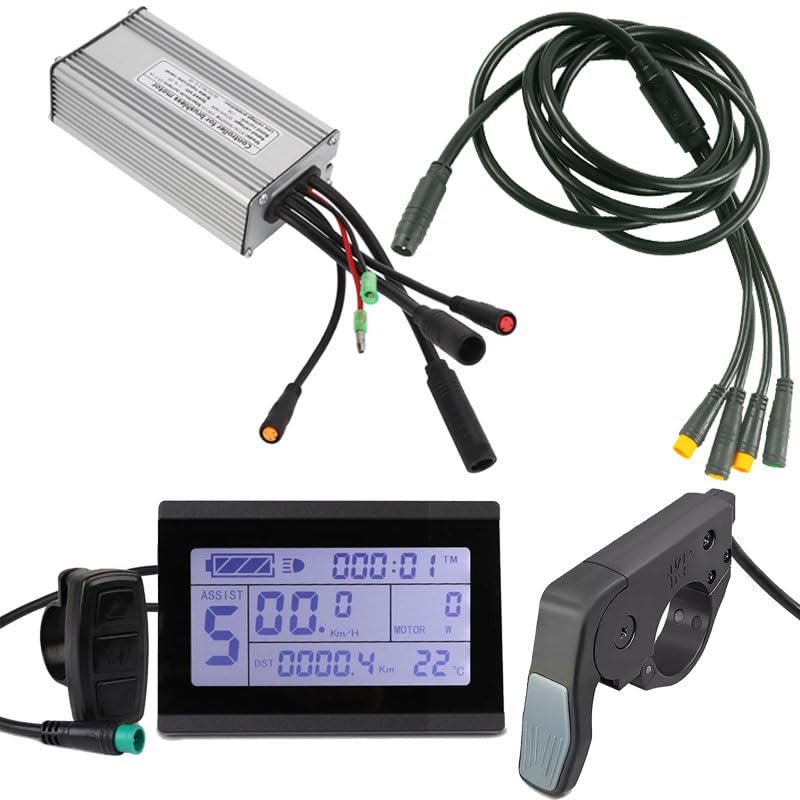 36V 48V 750W KT 25A Electric Bicycle 9 PIN Brushless Motor Controller Sine Wave, Waterproof LCD3 Controller Display Panel TT009 Thumb Throttle 1T4 Cable Kit Modification for E-Bike Electric Bike