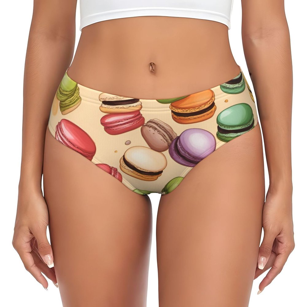 BKDODKS Macaron Biscuit Flavored Print Women'S Briefs Xs-4xl Bikini Underwear Women'S Panties Essentials Coverage Briefs Black