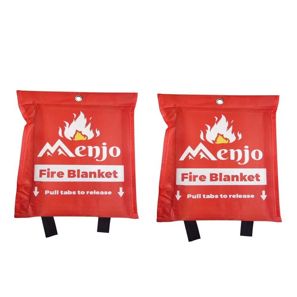 Silicone Coated Home Emergency Fire Blanket - Menjo 2-pack - Emergency Fire Blanket for Home and Kitchen Safety. BBQ, and Camping Fire Suppression Blanket. Flame Retardant 40 * 40in Blanket