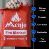 Silicone Coated Home Emergency Fire Blanket - Menjo 2-pack - Emergency Fire Blanket for Home and Kitchen Safety. BBQ, and Camping Fire Suppression Blanket. Flame Retardant 40 * 40in Blanket view 4