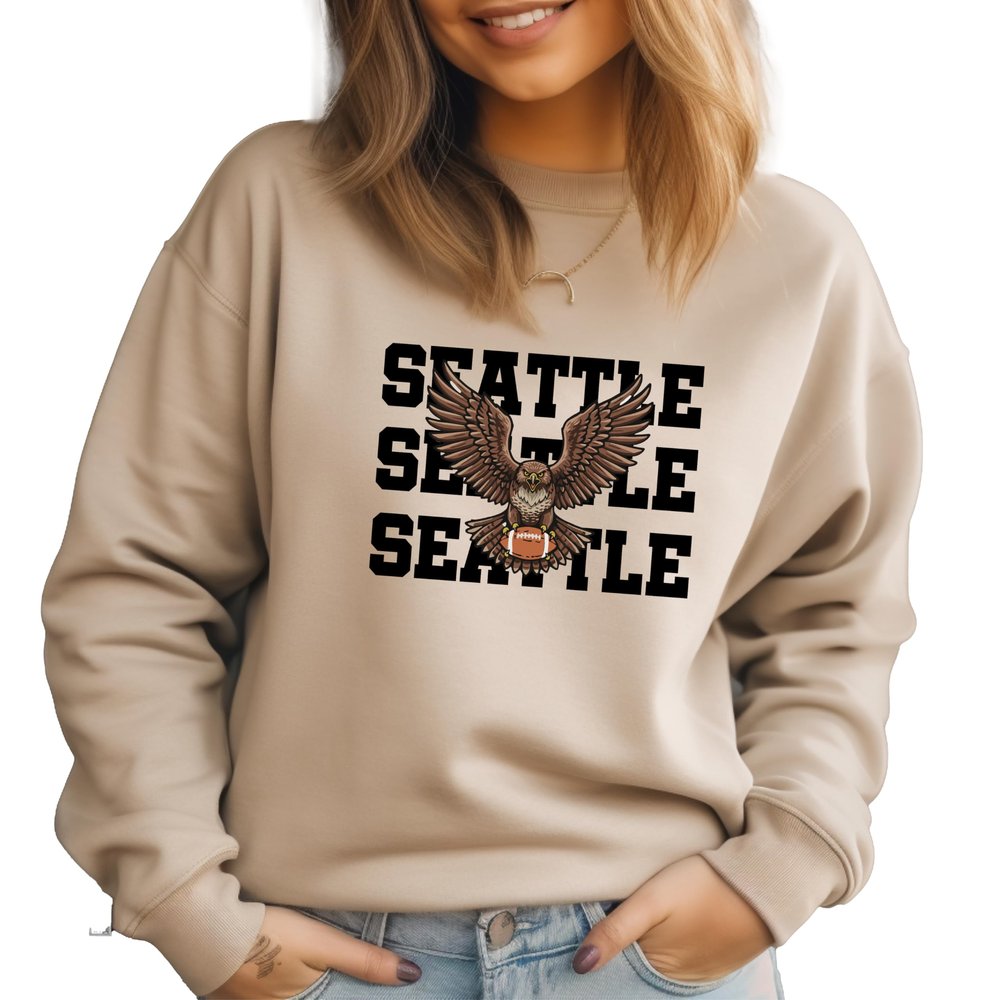 Seattle Football Fan Sweatshirt, Big Game Sunday Pullover, Unisex Casual Sports Crewneck for Football Lovers men