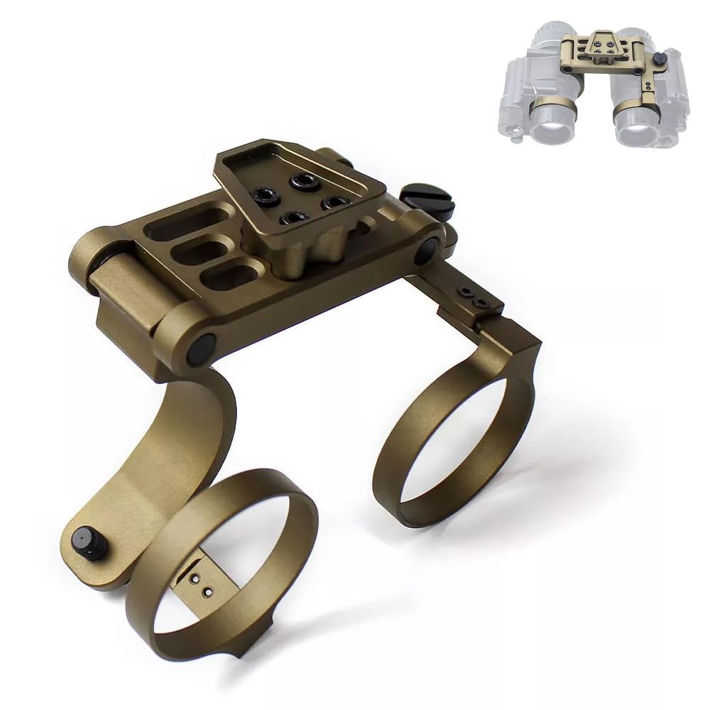 okyass PVS-14 NPBM-D Non-Powered Bridge Mount Dual Dovetail NVG Mount Tactical PVS 14 Night Vision Goggles Mount Adapter (Tan)