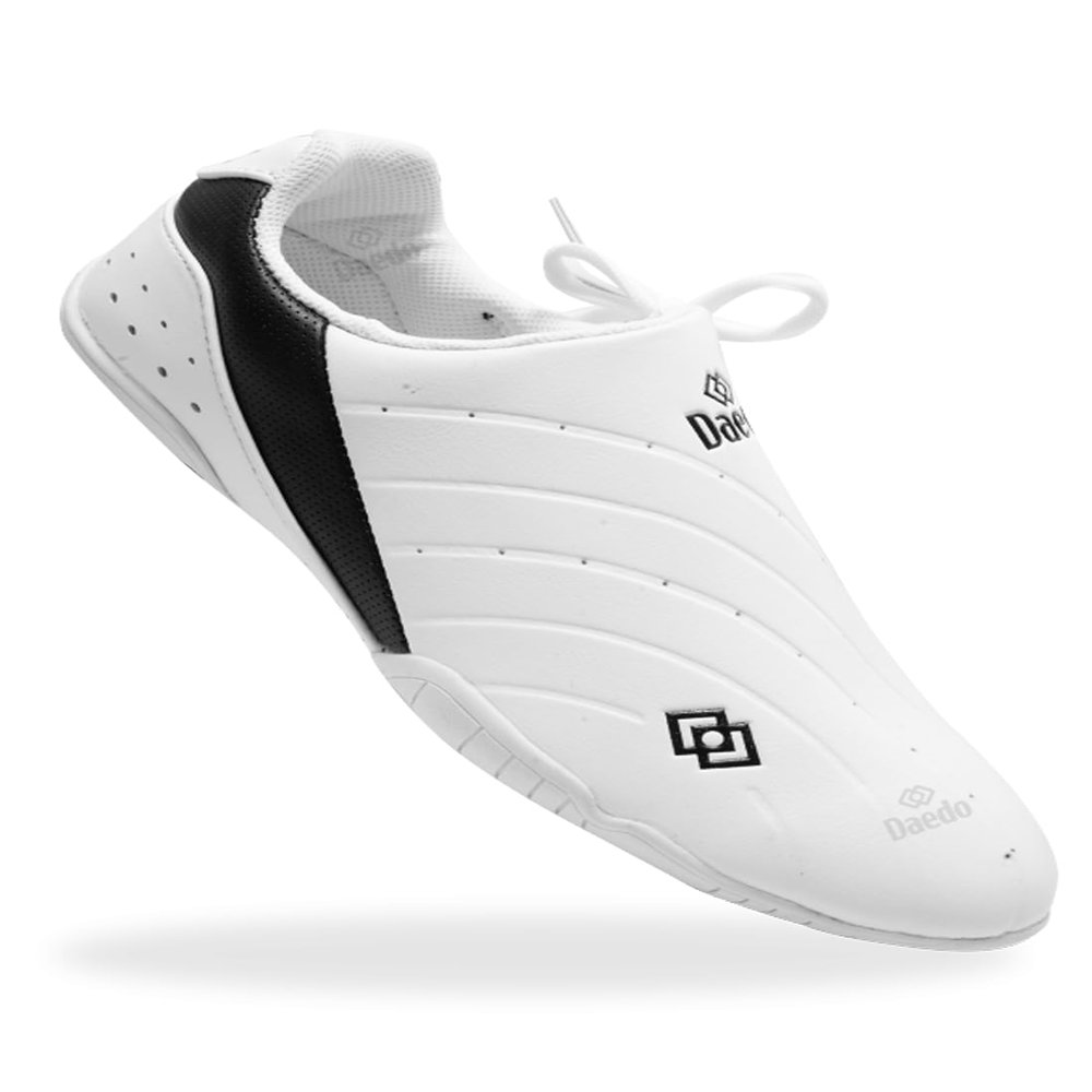 Daedo Taekwondo Shoes KIX - Microfiber Outer Layer, Rubber Outsole, Lightweight and Elastic Design for Comfortable Taekwondo Training, Size: 8.5 White