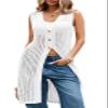 Cakulo Womens Sleeveless Spring Summer Crochet Cardigans Beach Cover Up Boho Long Sweater Vest Tops 2026 White S view 1