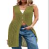 Cakulo Womens Sleeveless Spring Summer Crochet Cardigans Beach Cover Up Boho Long Sweater Vest Tops 2026 Green XL view 1
