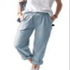 Lightweight Pants for Women, Elastic Waist Pull On Straight Leg Slacks, Casual Trousers with Pockets Baggy Athletic Joggers Blue view 2