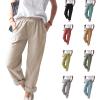 Lightweight Pants for Women, Elastic Waist Pull On Straight Leg Slacks, Casual Trousers with Pockets Baggy Athletic Joggers Blue view 3