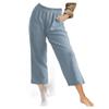 Women's Summer High Waisted Capri Pants, Casual Sport Activewear Capris Sweatpants, Solid Color Loose Fit Linen Pants view 1