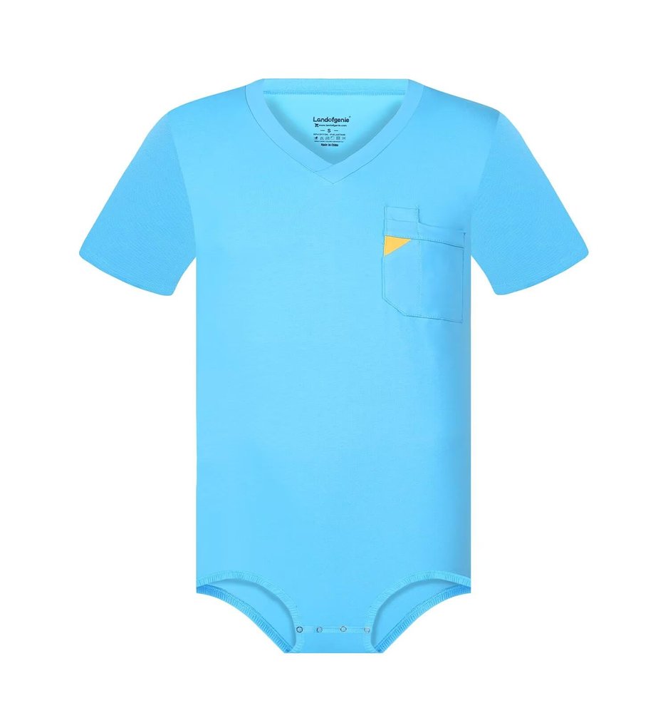 Landofgenie Onesie for Men Jumpsuit Romper One Piece Pajamas Mens Short Sleeve Cotton Bodysuit Cosplay Doctors Uniform L Blue