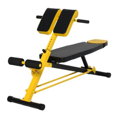 Adjustable Super-extension Dumbbell Weight Bench, Foam Leg Rack, Exercise Abdominal Muscles, Arms, Core Muscles, Strength Training Station, Suitable for Home Gym, Yellow