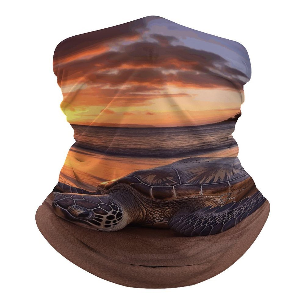 Neck Gaiter Sea Turtle Sunset Balaclava Windproof Face Mask Scarf for Men Women Sun Protection Headwear Breathable Face Cover Bandana for Skiing Hiking 19.6x9.8 Inch