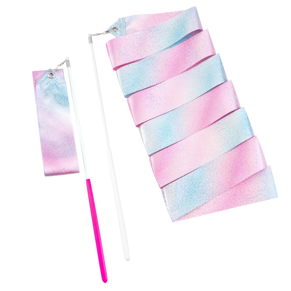 Deshionew 2 PCS Gymnastics Training Ribbon with Dancer Wand, Sparkling Dance Ribbons Twirling Baton Long Ribbon Streamers Rhythmic Gymnastics for Artistic Dancing Training Party Favors - 78.7"