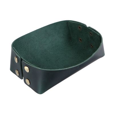 MOBUTOFU 1pc Leather Jewelry Dish Storage Box Lid Desktop Organizer Cowhide Tray Elegant Jewelry Box