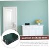 MOBUTOFU 1pc Leather Jewelry Dish Storage Box Lid Desktop Organizer Cowhide Tray Elegant Jewelry Box view 4