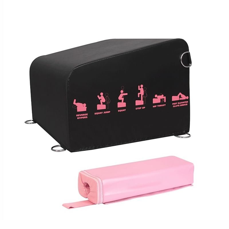 Hip Thrust Bench for Core Ab Strength Training Hip Thrust Box for Home Gym Total Body Workout Multi-Functional Whole Body Workout Box (Light Pink)